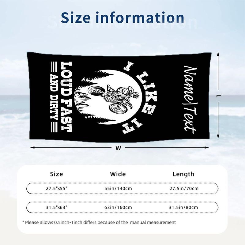 Cross Country Rider Custom Name Printed Beach Towel Personalized Soft Towel For Swimming Beach Travel