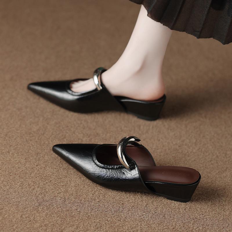 318-1 New Inner Height Increase Mary Jane Women's Shoes Half-mop Summer Shallow Mouth Sandals Versatile Bag Head Mop