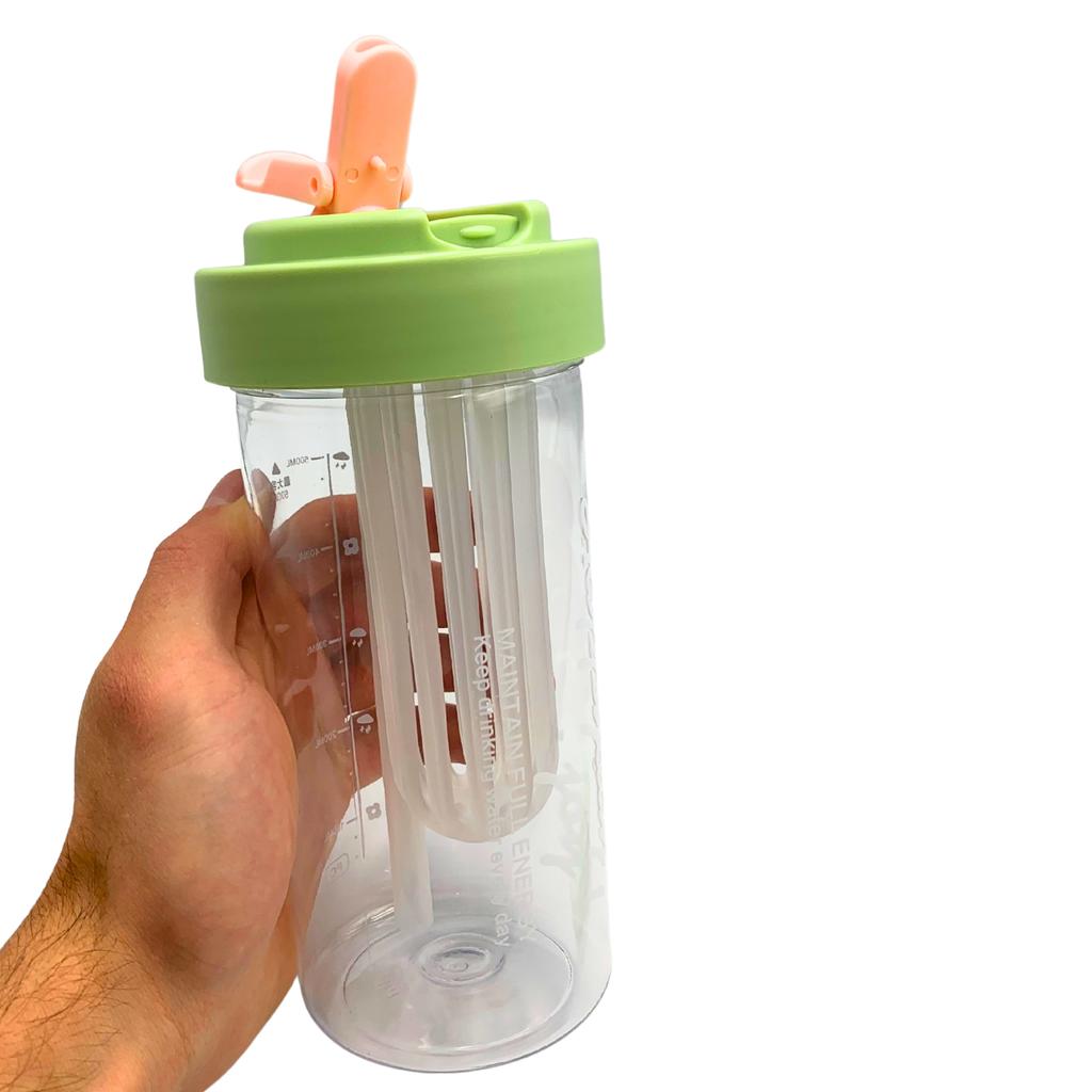 Water Bottle Drink With Straw Durable With Graduated Filter 600 Ml