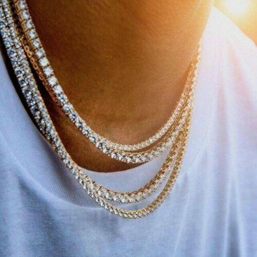 von Punk Chain Choker Hip Hop Tennis Halskette Gold/Silber Bling Link Diamanten von Punk Chain Choker Hip Hop Tennis Halskette Gold/Silber Bling Link Diamanten