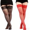 1 Paar extra lange, weiche und dehnbare Overknee-Spitzensocken in Übergröße für Damen