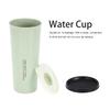 470 ml Wheat Straw Water Cup with Straw Multi Functional Double Lid   Coffee Mug Pink