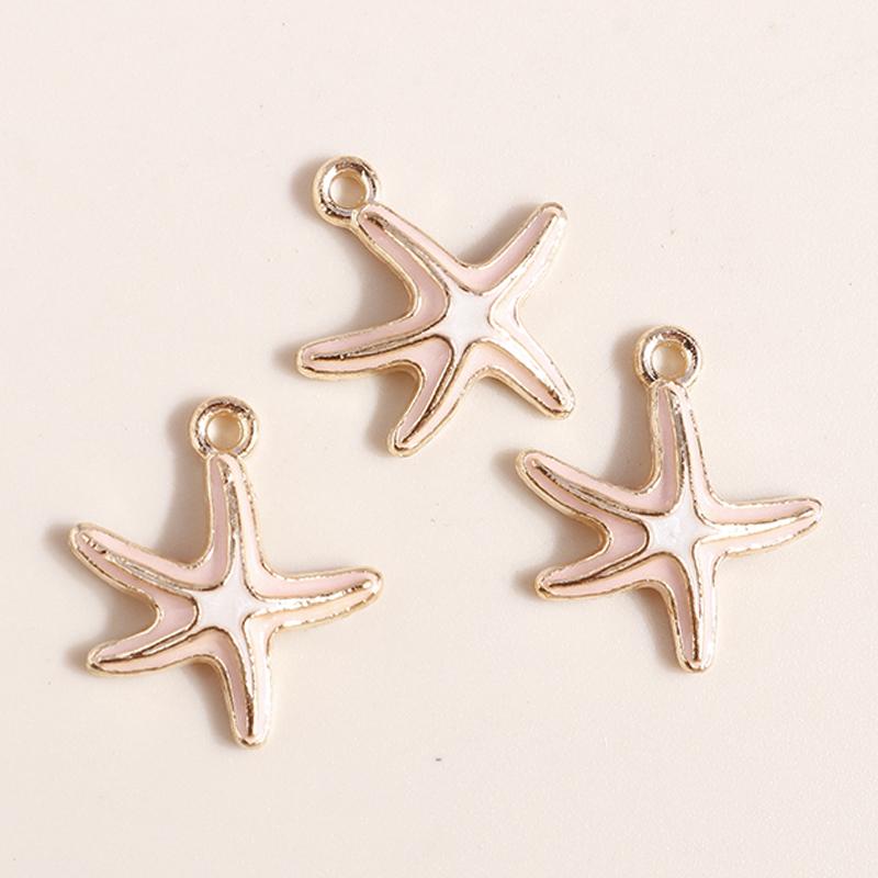 Leslie 10pcs Mix Cute Enamel Marine Organism Starfish Charms Pendants of Necklace Earrings Keychain Handemade DIY Jewelry Making