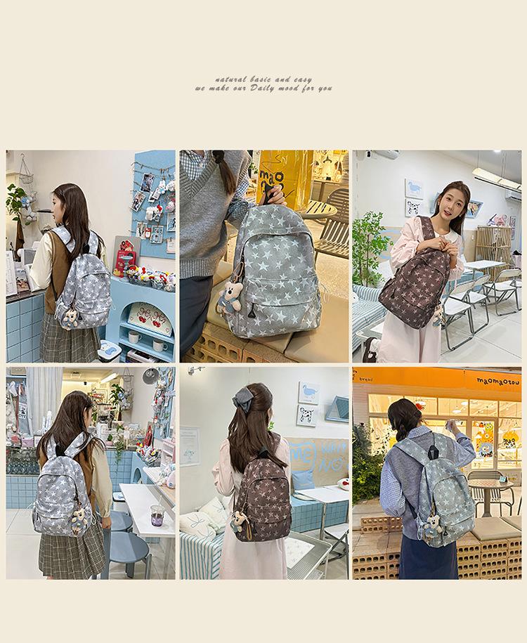 2025 Star Print Backpack for Female Students - Large Capacity, Lightweight, College & High School Schoolbag