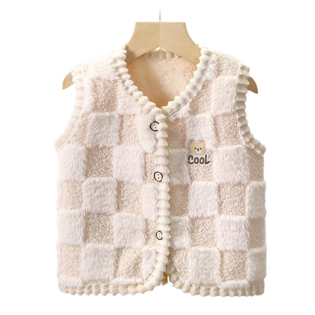 Kids' Fashionable Double-Sided Fleece Vest - Warm Sleeveless Jacket for Boys and Girls