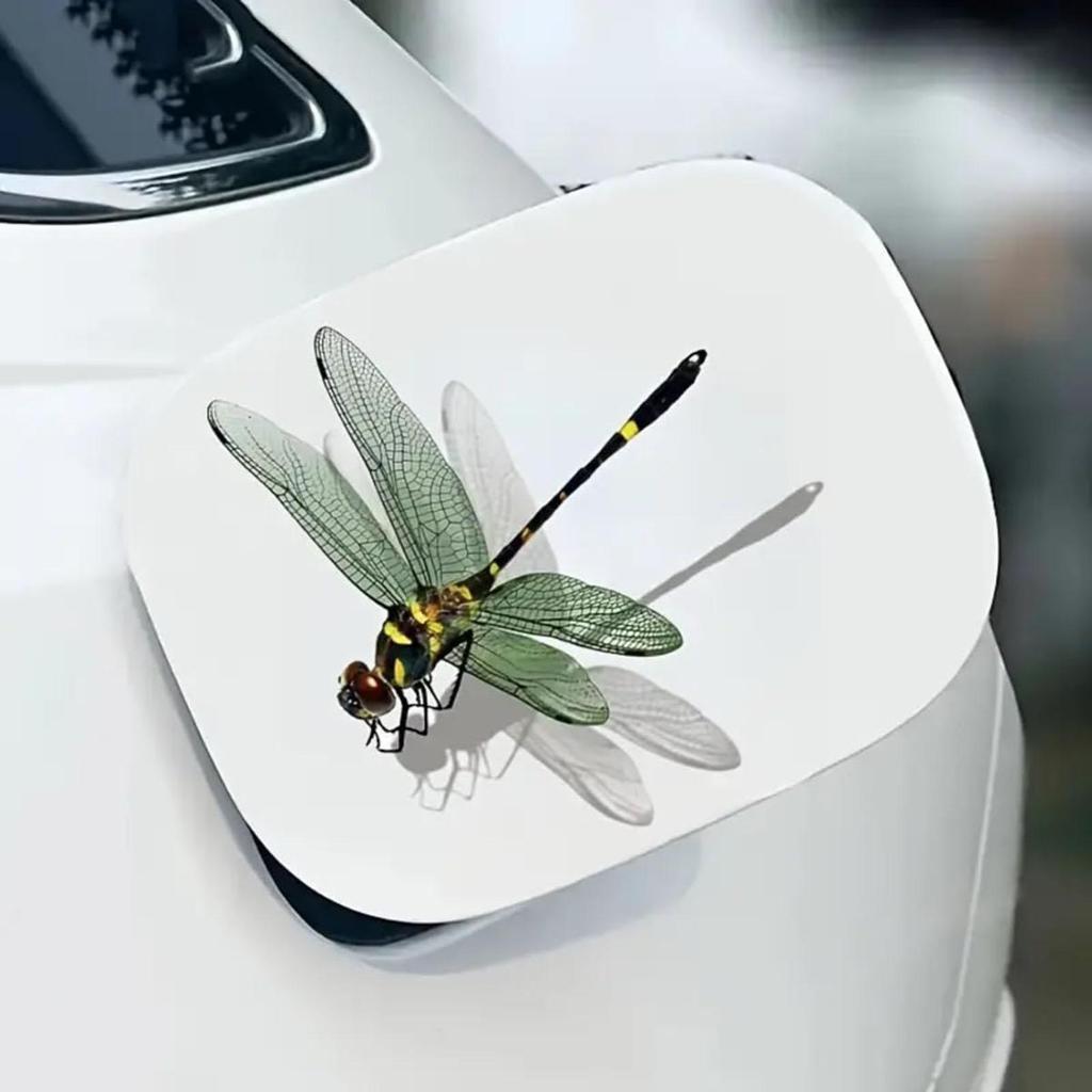 Car Dragonfly Decal 5 Pieces Waterproof Realistic Adhesive Dragonfly Sticker Wall Laptop Truck Animal Decal For Bumper Door