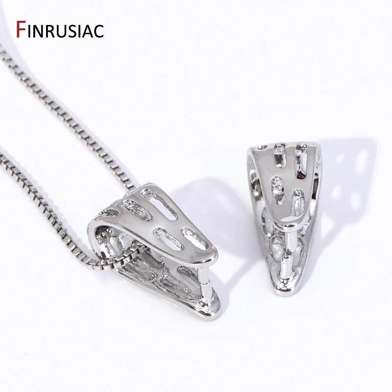 Groothandel Rhodium Plated Gekreukelde Knijpklem Hanger Oogje, Messing Hanger Oogje Connector Voor DIY Mode Ketting Maken Accessoires