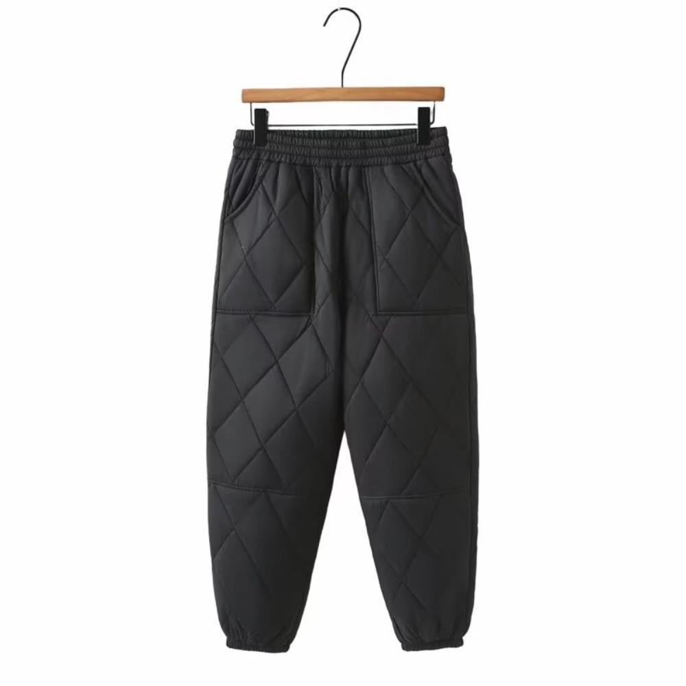 

Женские зимние пуховые хлопковые брюки большого размера Хлопковые брюки для среднего и пожилого возраста Теплые брюки L чёрный