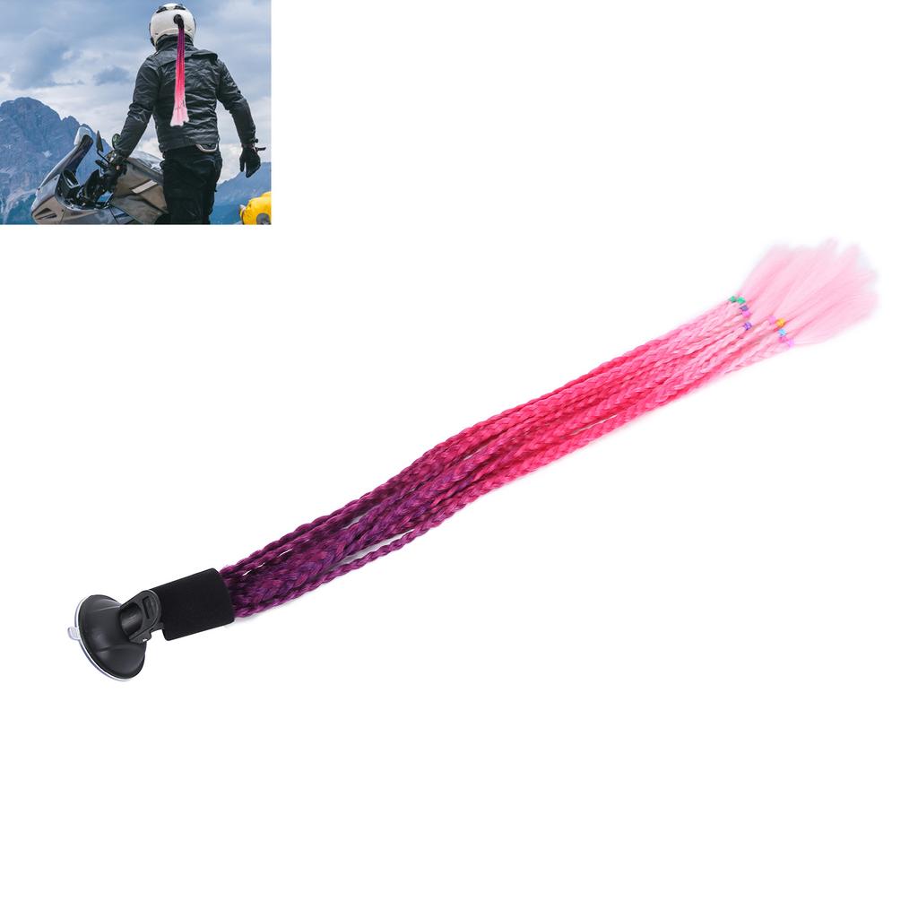 Motorcycle Helmet Braids Ponytail Stylish Helmets Dreadlocks Wig with Suction CupPurple Red Pink
