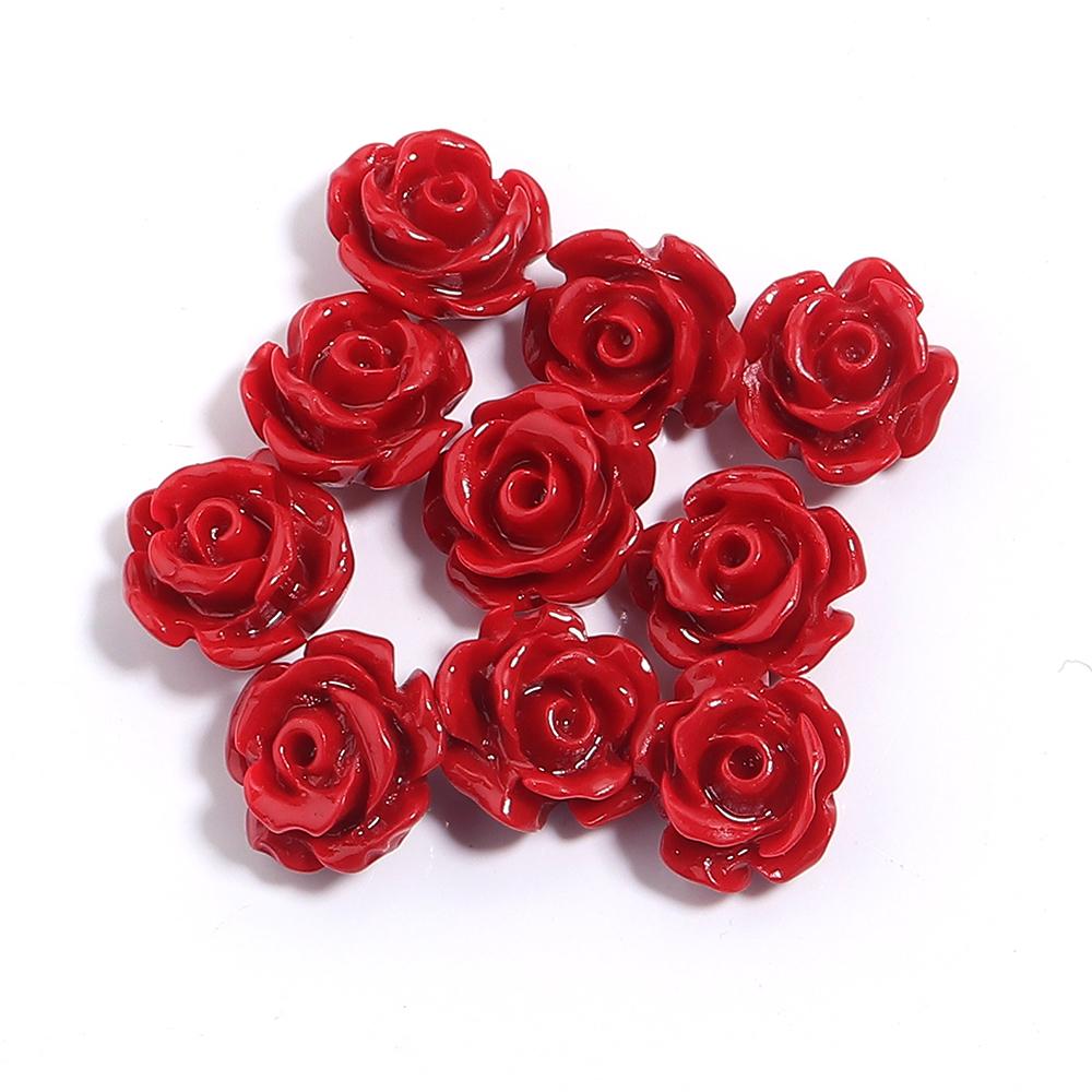 10pcs/lot 6 8 10 12 15mm Colored Resin Beads Imitating Coral Flower Charm Loose Beads For DIY Handmade Fashion Bracelet Necklace
