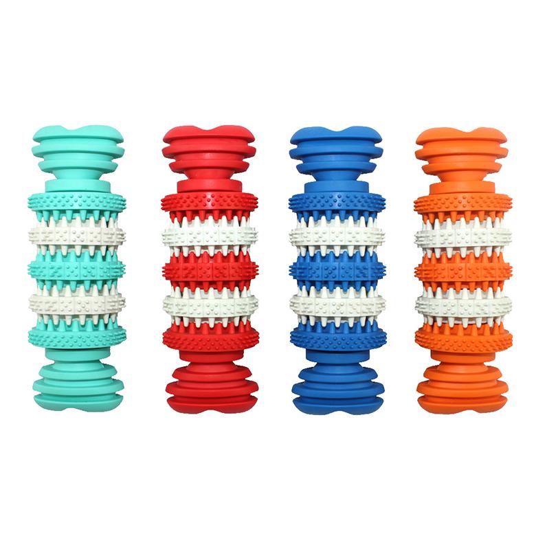 Pet Supplier Dog Toy Bone for Teeth Cleaning Dog Food Feeder Soft Durable Rubber for Dogs Cats Teeth Massage Toys Pet Products синий
