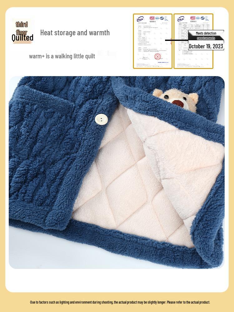 Winter Kids' Flannel Pajamas: Boys & Girls Coral Fleece, Velvet-Lined, Three-Layer Quilted Parent-Child Sleepwear