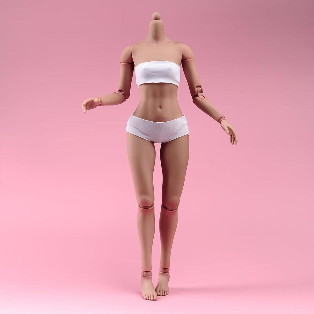 Scale Female Action Figure Flexible Joint Action Figure Body Model with Various Detachable Leg and Hand Accessories Tan Model 1/6 Body, 12-Inch (Light