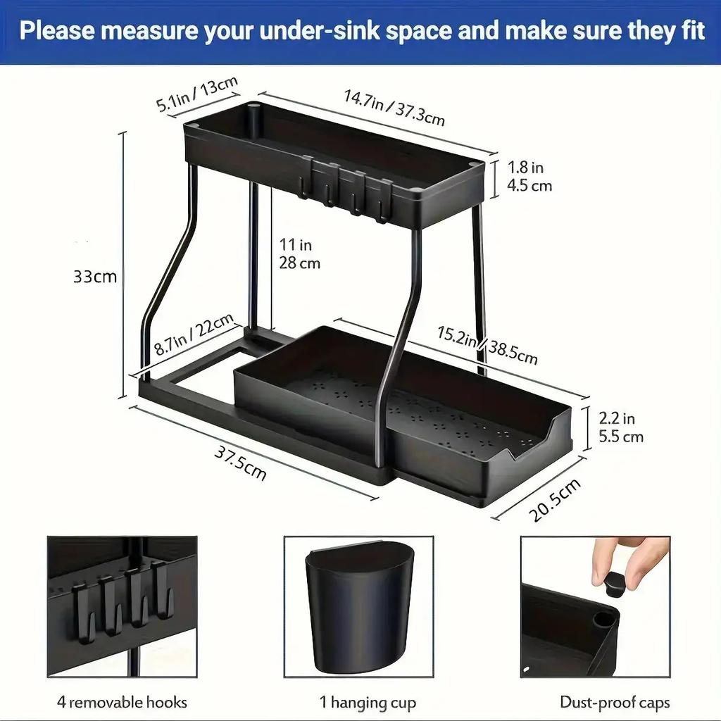 Modern Kitchen Cabinet Organizer Multi-tier Pull-out Storage Rack Ideal for Small Kitchens Dishwasher-safe and Easy to Assemble
