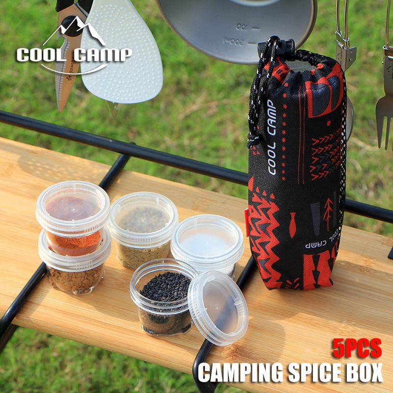 Portable Travel Camping Spice Kit Container Bag with 5 Clear Seasoning Bottles Travel Spice Holder Condiment Container Set