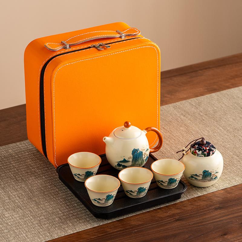 Car Outdoor Ancient Rhyme Kung Fu Tea Set Hand Grab Pot Business Travel Set Company Event Gifts