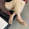 2025 autumn and winter comfortable versatile round head soft sole cotton shoes bow belt buckle flat bottom fluffy shoes