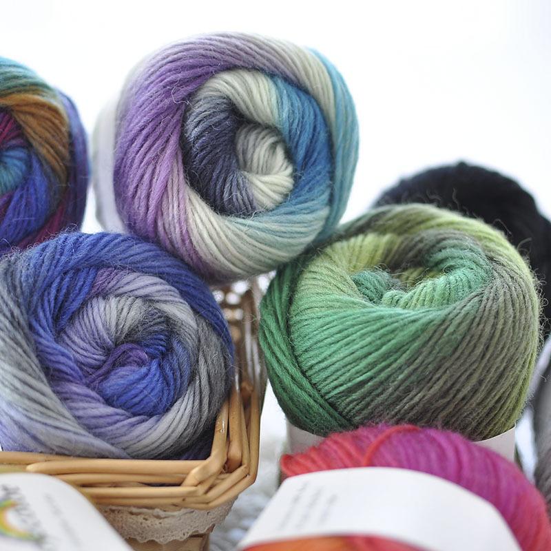100%Cashmere Pure Wool Yarn Anti-Pilling Anti-Bacteria Space-Dyed Multicolor Yarn for Hand Knitting Sweaters Shawl 50g
