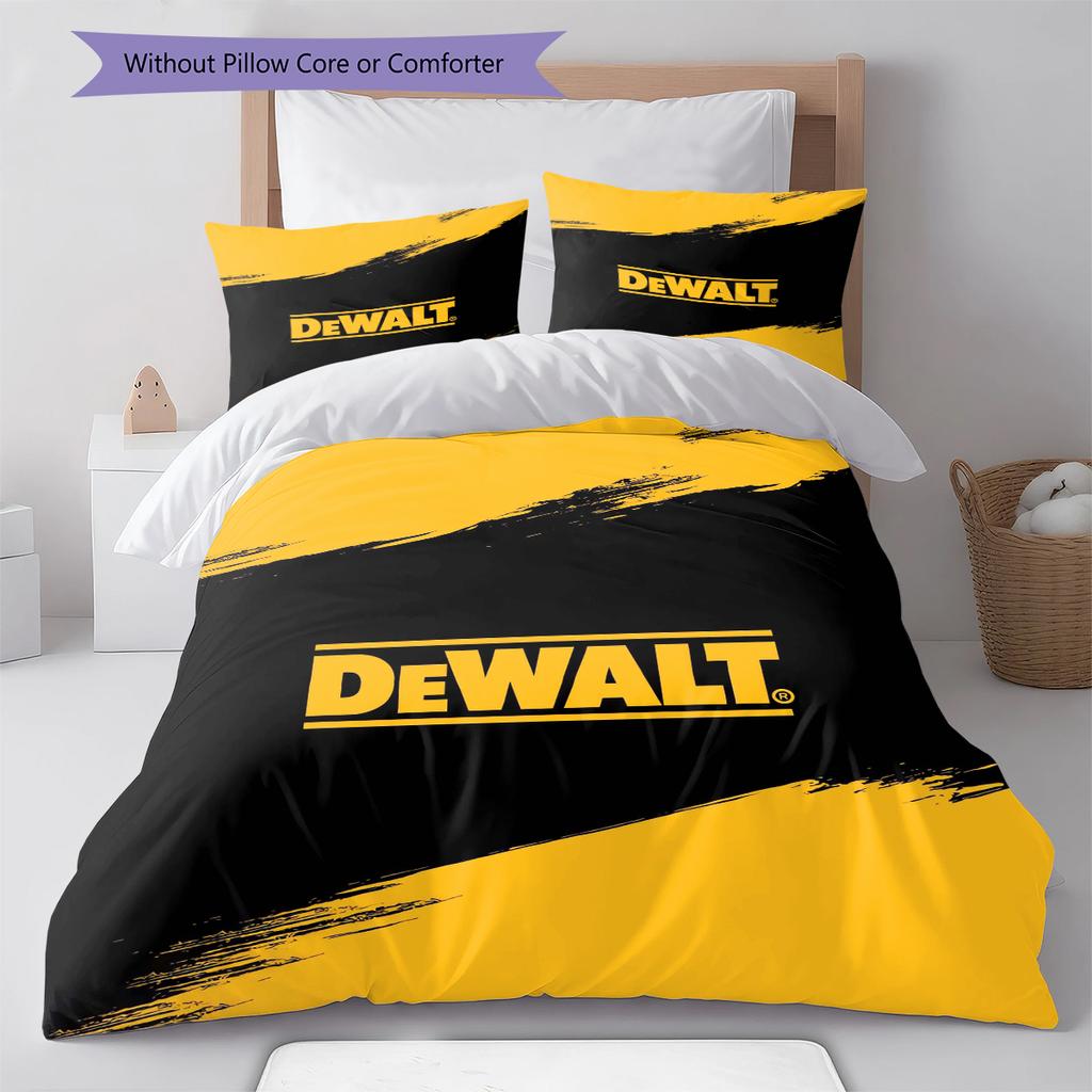 Dewalt Tool Pattern Bedding Quilt Set Quilt Cover Pillowcase Home Decoration Gift (1 * duvet cover + 2 * pillowcase, without core)