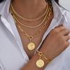 4pcs Vintage Gold Color Coin Pendant Jewelry Set For Women Fashion Chunky Necklace and Bracelet Set Wedding Party Holiday Gifts