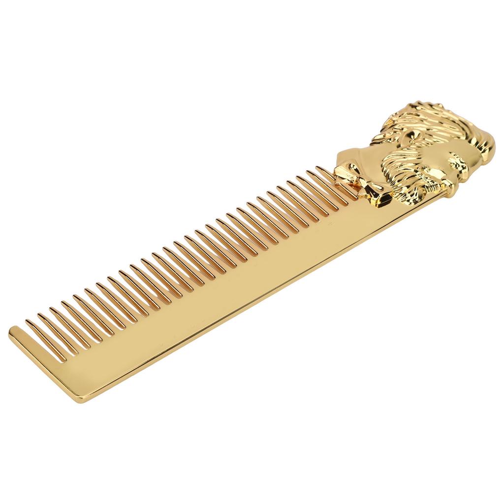 Zinc Alloy Oil Hair Comb Portable Three Dimensional Engraving Vintage Beard Comb for Hair Salon Home Gold