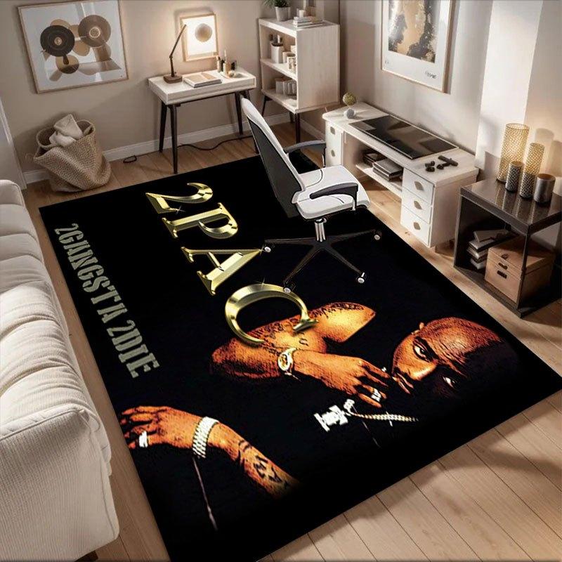 

2PAC: Gangsta 2 Die - Постер Ограниченного Издания Офисный Коврик Идеально Подходит для Домашнего Декора Коврик для Офисного Стола и Стула Ковер для Стула для Офиса Полиэстер Cha 60cm by 90cm