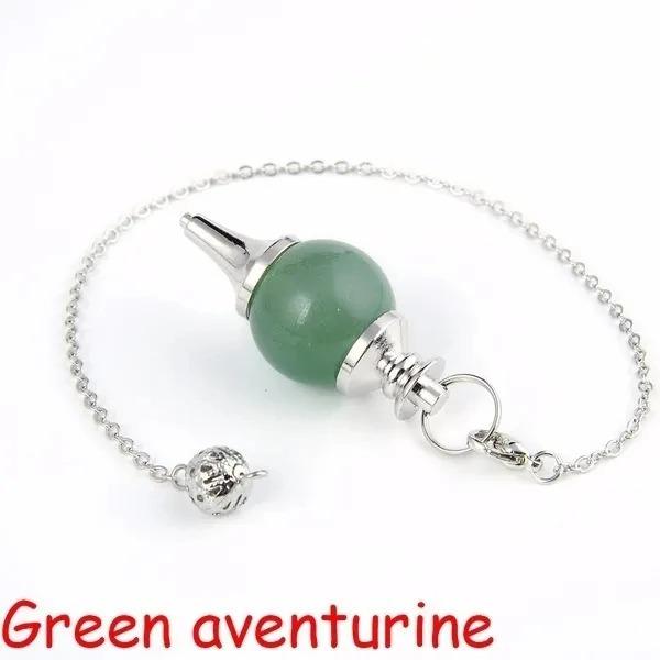 Natural Crystal Semi-Precious Stone Pendant Necklace with Rolling Ball Pendulum