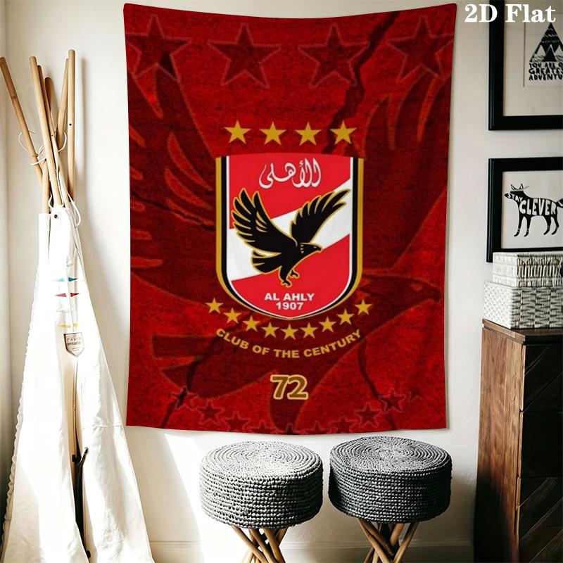 Al Ahly Wall Tapestry Aesthetic Wall Hanging Printed Fabric Blanket Decorative Tapestries for Bedroom Living Room Home Decor