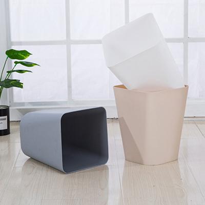 Small Waste Basket Trash Can Large Capacity Solid Color Easy To Clean Indoor Outdoor Plastic Garbage Bin