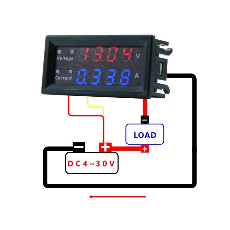 LED Digital Voltmeter Ammeter DC Digital Multimeter 100V 10A Blue Red LED Amp Dual Digital Display Volt Meter Gauge