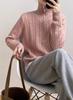 Hanmall Jersey de Invierno Largo de Punto con Logo, Cremallera Alta, Canalé, para Mujer, Estampado, Manga, Top, Cuello, cierre, Informal, Grueso, Tejido, Elegante, Lindo, Suave,