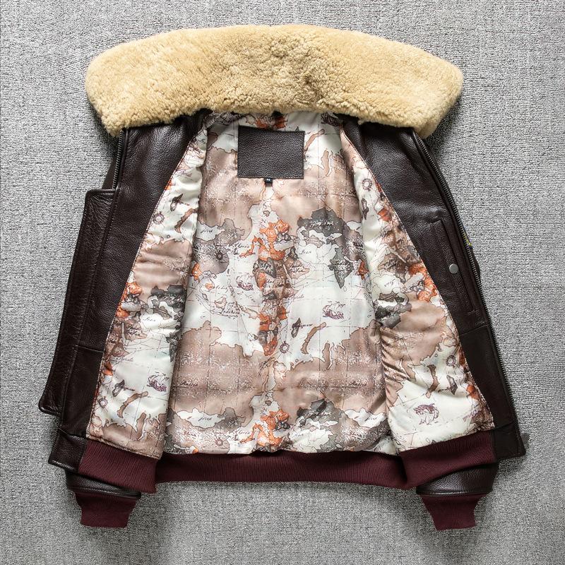 Autumn and Winter Flight Suit Jacket, Genuine Leather Jacket for Men's Head Layer Cowhide and Cotton Large-size Jacket