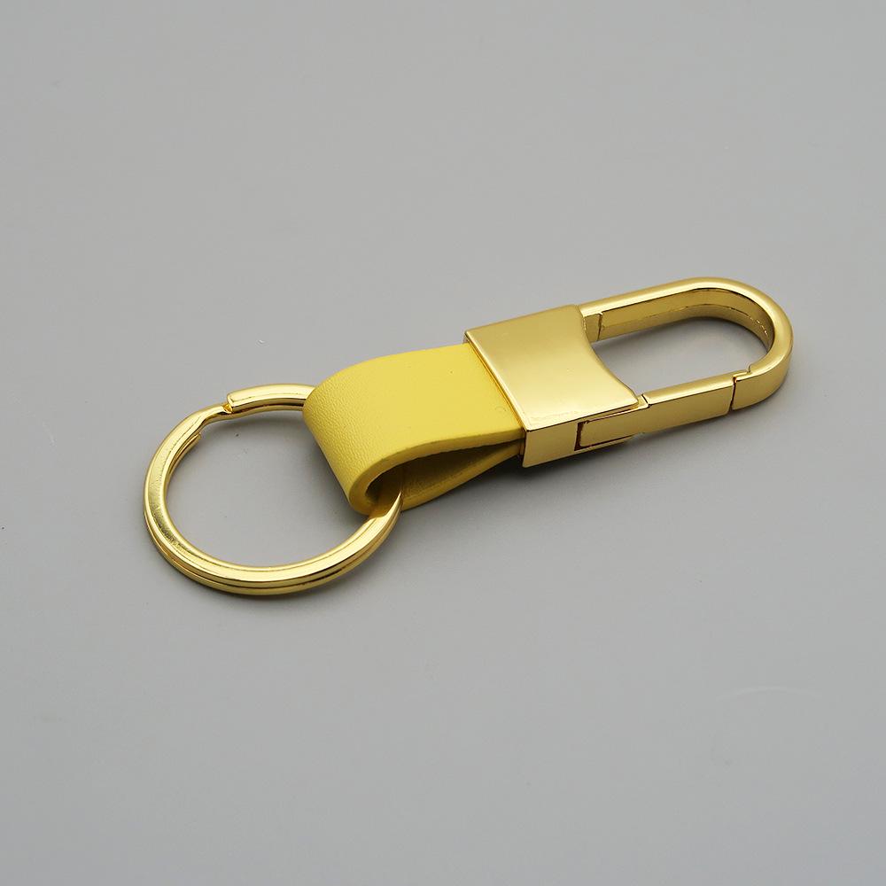 Metal and Genuine Leather Car Keychain with Customizable Laser-Engraved Logo