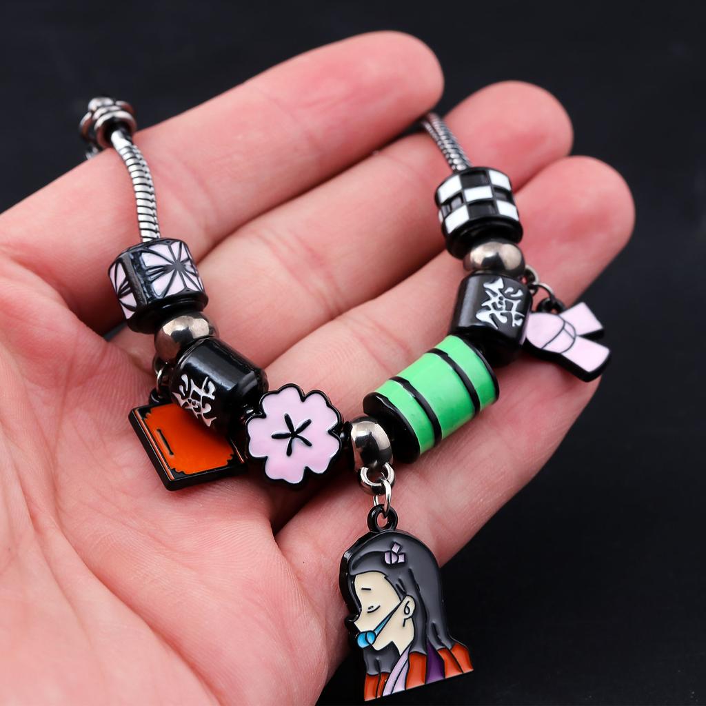 Demon Slayer Kimetsu no Yaiba Kamado Nezuko DIY Charm Bracelet Anime Cosplay Jewelry Unisex