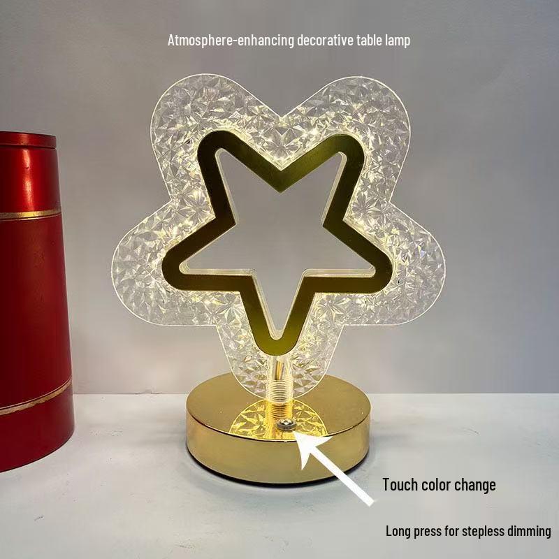 Star Moon Night Light: Touch-Activated, Three-Color, Rechargeable Atmosphere Lamp - Perfect Birthday Gift for Bedrooms