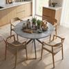 Round Dining Table for 4 People, Industrial-Style Kitchen Table with Steel Legs, for Dining Room, Kitchen, Grey