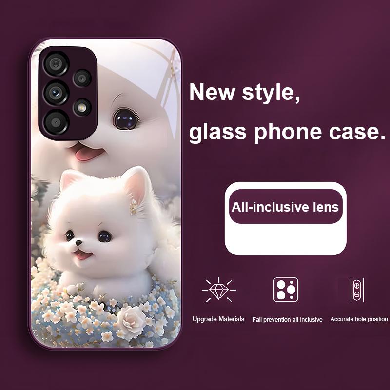 Süßes Haustier Süßer Welpe Hund Für Samsung Galaxy S24 Plus S20 21 FE S23 Ultra S8 9 A70 72 73 50 51 52 53 Gehärtetes Glas Handyhülle