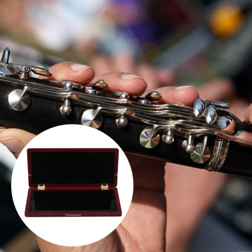 Bstinay 215x90x20mm Red Ergonomic Solid Wood Clarinet Reed Box for 10 Reeds with Velvet and Practical Closure