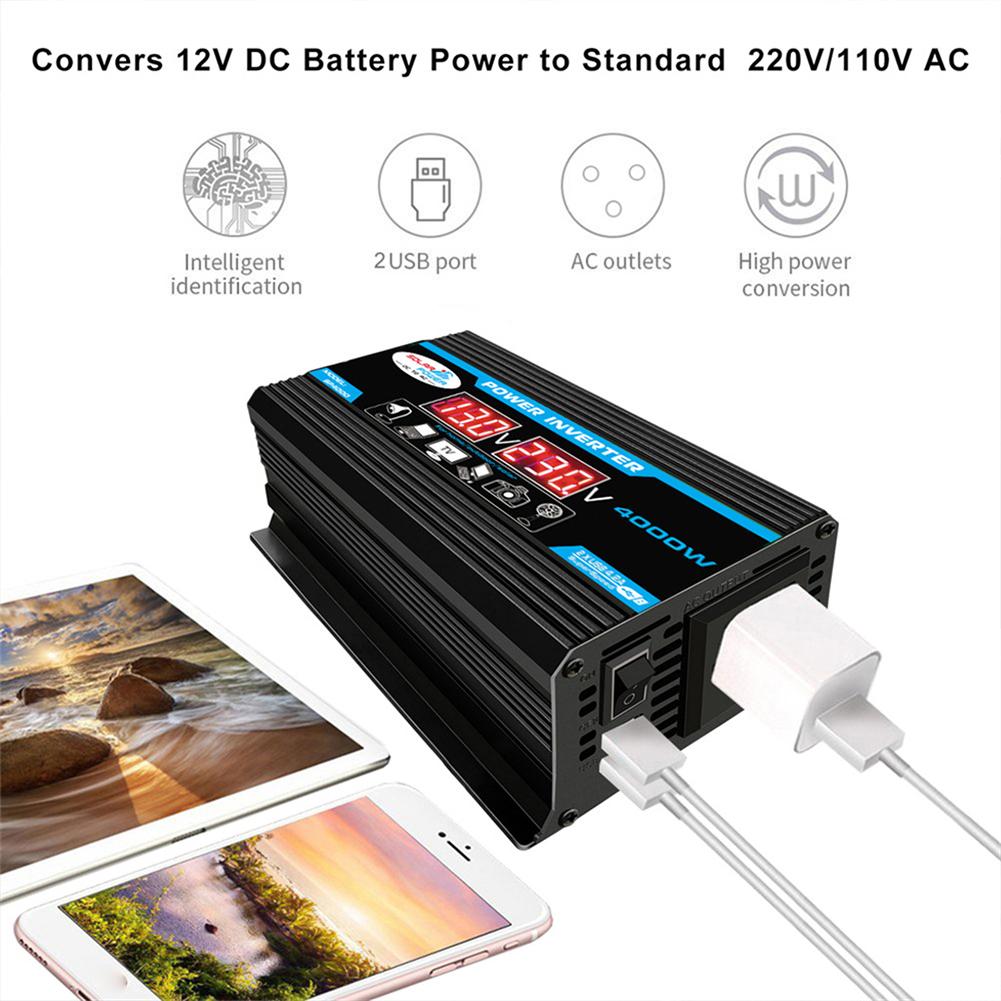 Car Power Inverter LED Display 300W 12V To 220V/110V Converter Charger Adapter Dual USB Voltage Transformer
