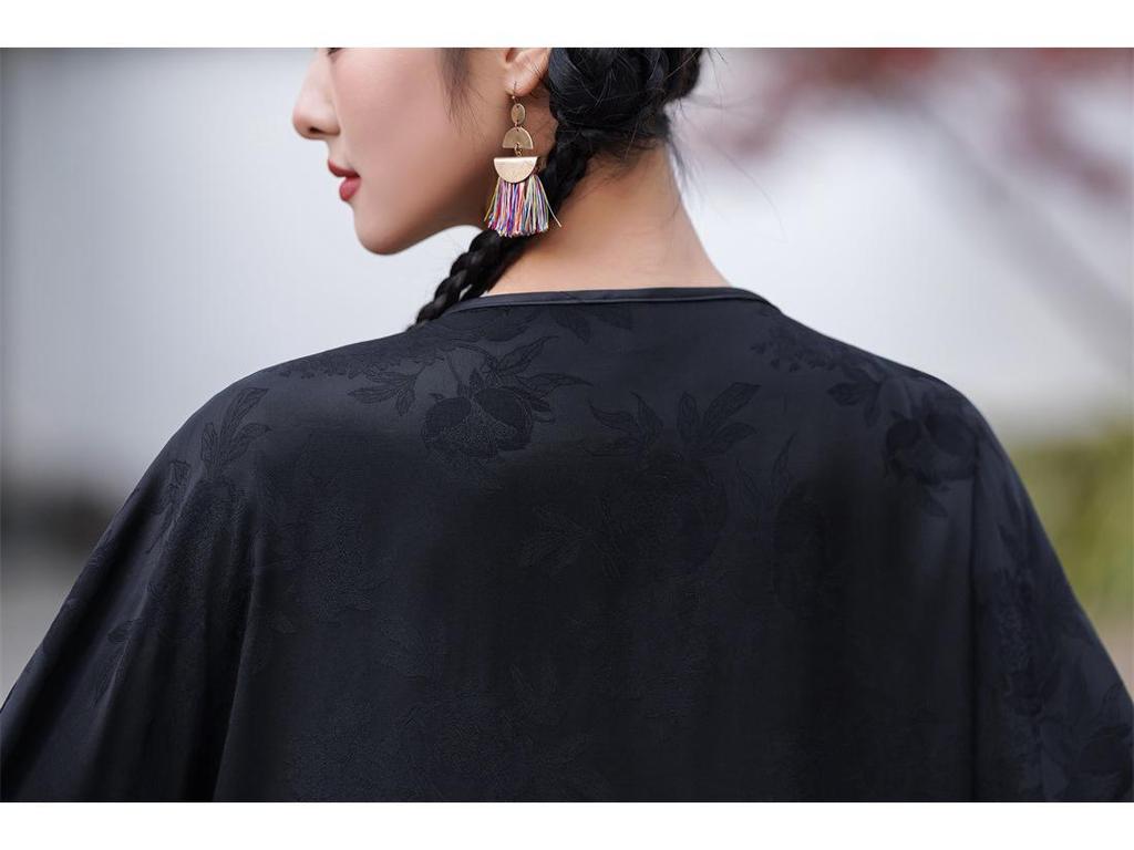 Ethnic Embroidered Loose Fit Cardigan with Chinese Frog Buttons