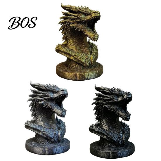 Industrial Style Dragon Art Head Figurine, 3D Printed Fantasy Statue, Mythical Retro Decor Animal Sculpture for Home Office Desk Decor, Gift