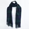 JOHNSTONS [Excellent condition] Tartan cashmere fringe stole / Scarf Navy / GreenUsed