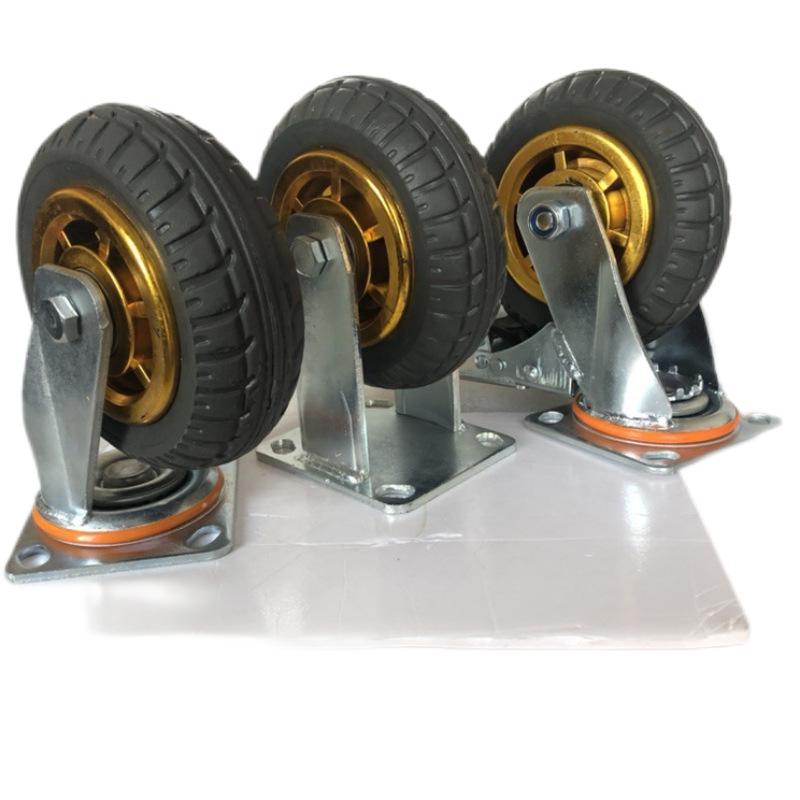 Heavy-Duty Silent Swivel Casters with Brake - Gold Rubber Wheels for Hand Trucks (4/5/6/8 Inch)