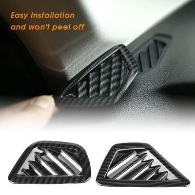 2pcs Car Carbon Fiber Dashboard Air Condition Vent Outlet Cover Trim Frame for BMW 5 Series G30 2017-2018 Car