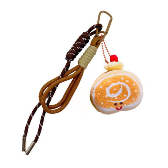 Plush Pendant Keychain Cute Food Charms for Bags Backpacks Soft Smiling Bread Donut Burger Plush Bag Hanger Lanyard Decoration Accessories