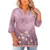 Women's Fashion Casual Round Neck Three-Quarter Sleeve Oversized Print Top