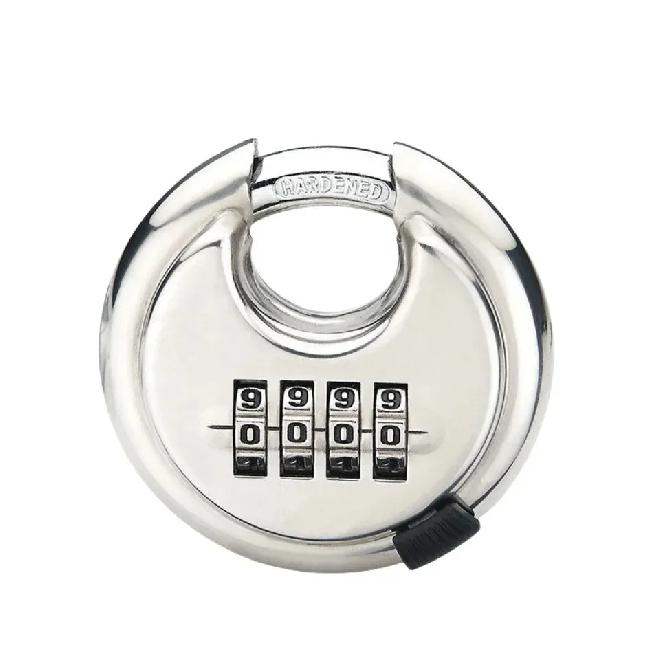 Stainless Steel Round Password Padlock Warehouse Outdoor Door Ship Container Chain Horizontal Opening Lock Anti-theft Waterproof