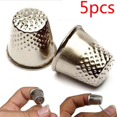 5 adet Antika Sert Metal Pirinç Dikiş Yüksük Iğneleri Ortağı Parmak Koruyucu DIY Dikiş Araçları
