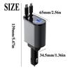 80cm Retractable Cables Car Charger 120W Fast Charger Vehicle Mounted Inverter  Travel