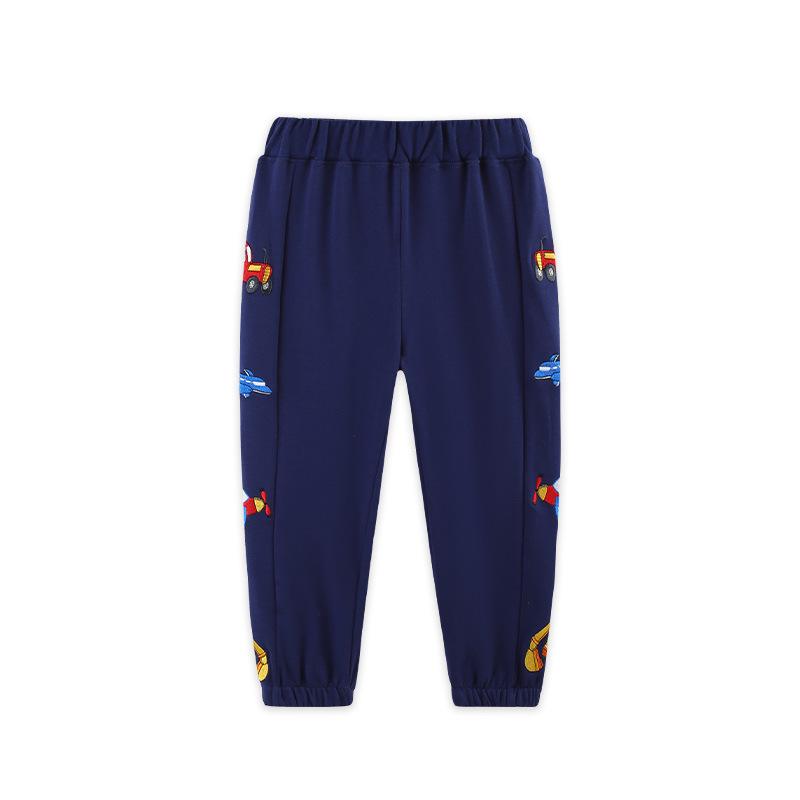 New Autumn Boys Cartoon Embroidery Sweatpants - Knitted Cotton Toddler Pants 5Y